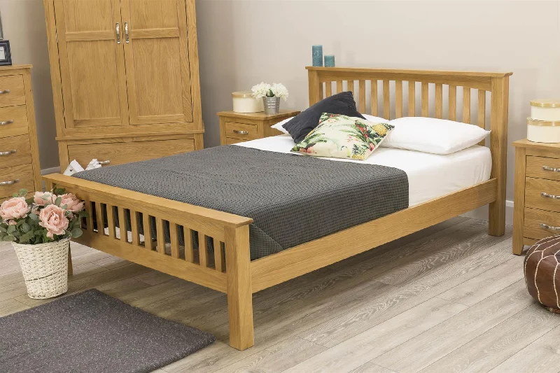 Boston Solid Natural Oak Bed Frame - Various Sizes - B GRADE