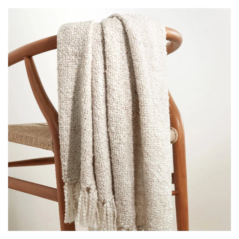 Synthetic fiber blend blankets for a budget - friendly choiceBoucle Natural Throw