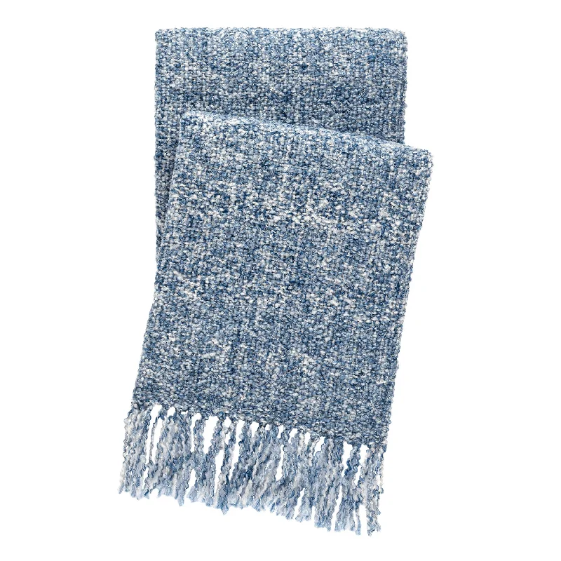 Queen - size blankets for standard - sized bedsBoucle Navy Throw