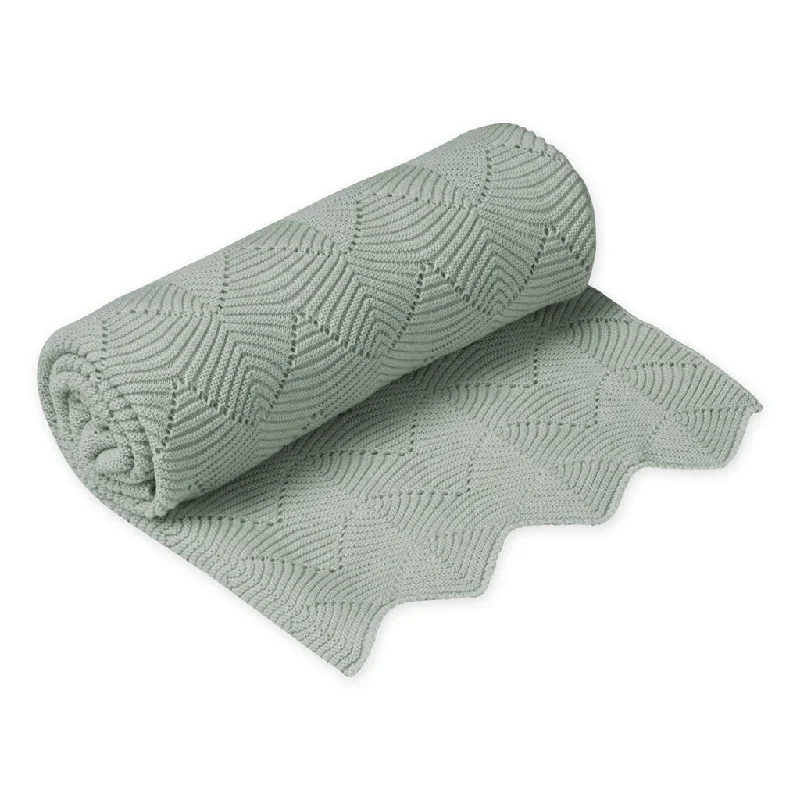 Synthetic fiber blend blankets for a budget - friendly choiceCam Cam Copenhagen Scallop Knit Throw - GOTS Dusty Green