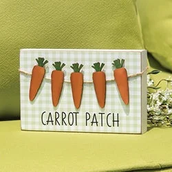 Carrot Patch Green & White Buffalo Check Box Sign