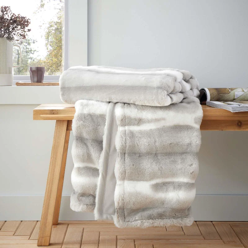 Fleece blankets for a cozy and plush textureFlint Faux Fur Throw Silver