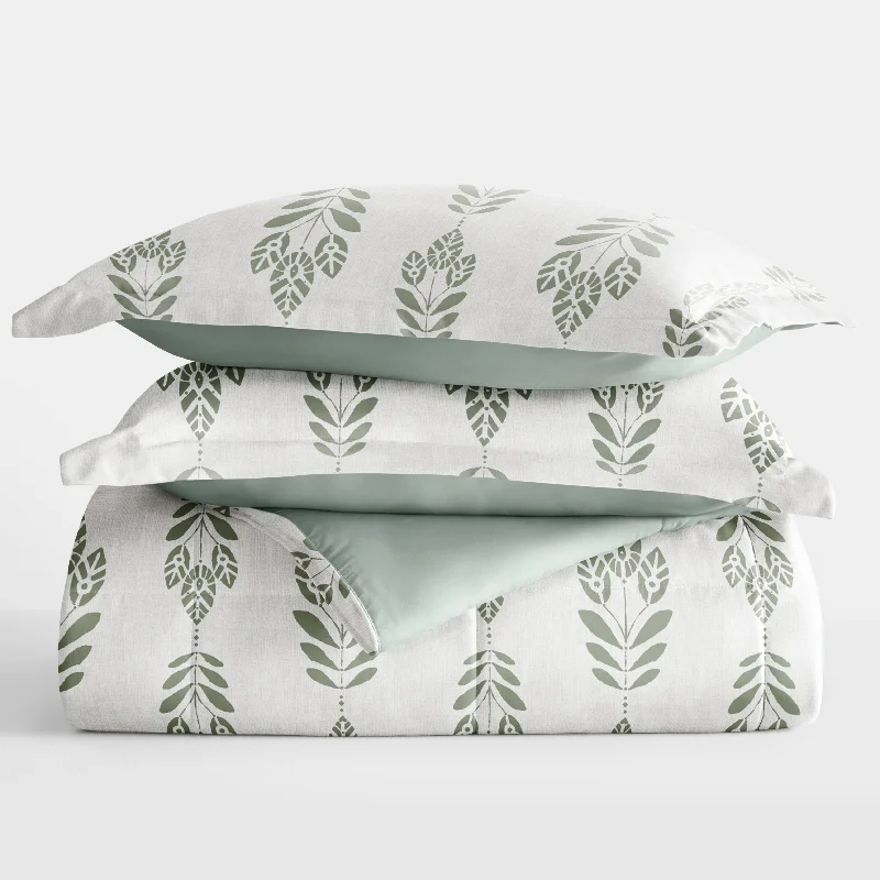 Comforter Set Patterned Reversible Microfiber All Season Down-Alternative Ultra Soft Bedding