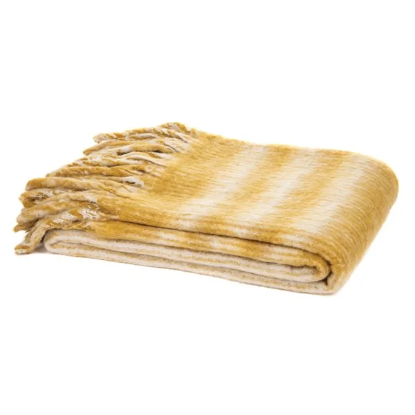 Wool blankets with natural warmth and insulationCorn Mustard Throw