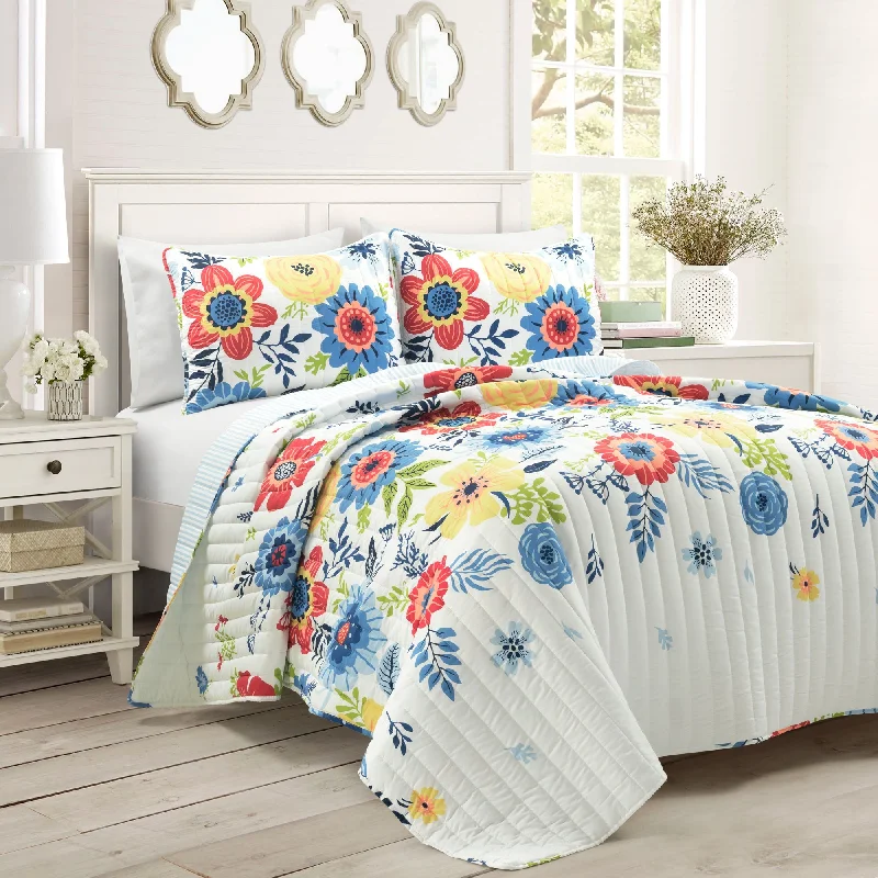 Cottagecore Ariana Flower Reversible Quilt 3 Piece Set