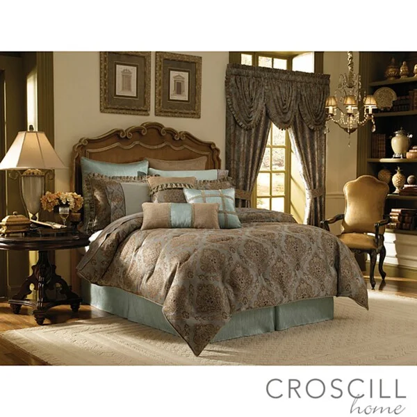 Croscill Laviano Aqua Queen-size 4-piece Comforter Set - Aqua/Beige