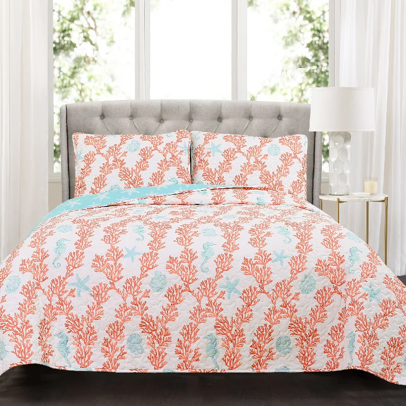 Dina Coral Quilt 3 Piece Set