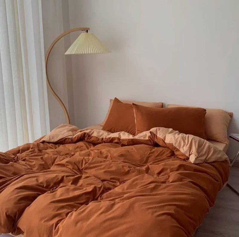 Duo Duvet Cover / Burnt Orange + Peach