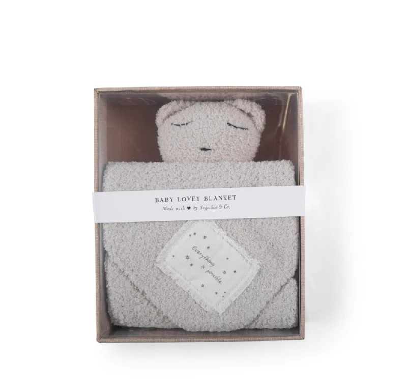 Chenille blankets with a thick and fuzzy texture"Everything is possible." Bear Baby Lovey Blanket