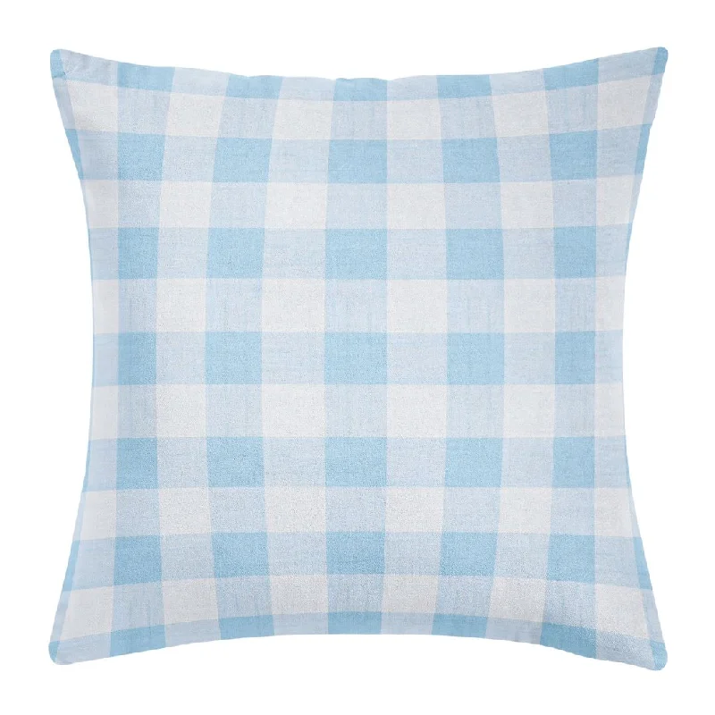 Gingham Blue 22x22 Decorative Pillow Cover