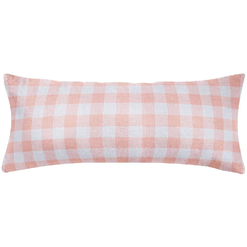 Gingham Coral 14x36 Decorative Pillow Cover