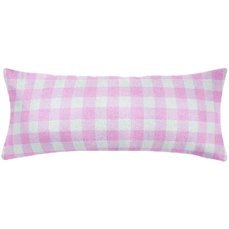 Gingham Pink 14x36 Decorative Pillow Cover