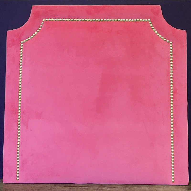 Headboard - Gold Nailhead in Bella Hot Pink