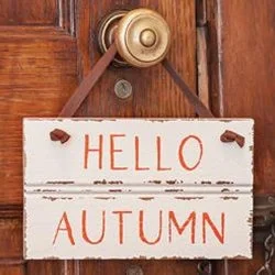 Hello Autumn Sign w/ Suede Hanger