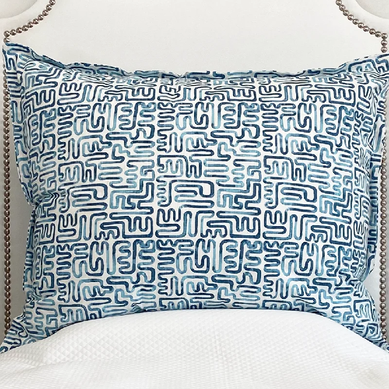 Huge Dutch Euro Pillow- Maze Cobalt - In Stock