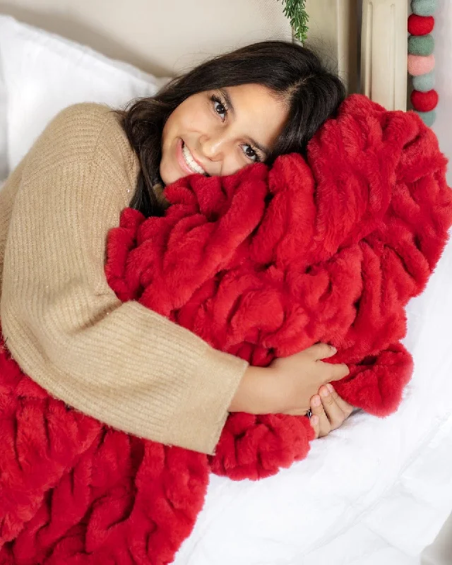 Mohair blankets with a unique sheen and softnessHugs Red Blanket