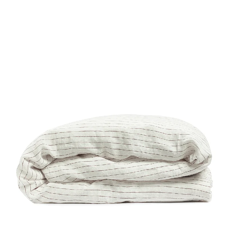 Linen duvet cover cocoa stripe