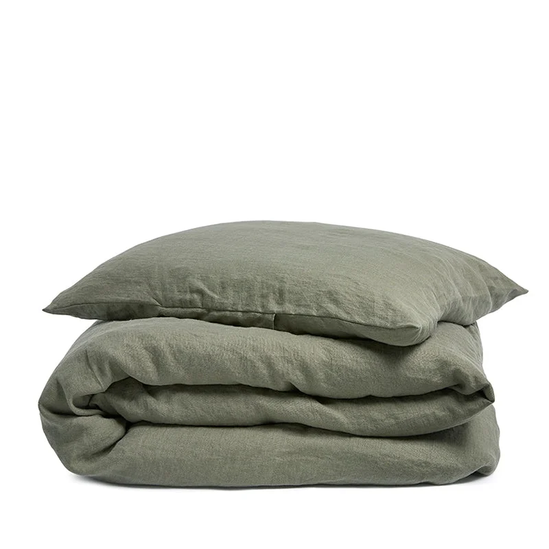 Linen duvet cover olive