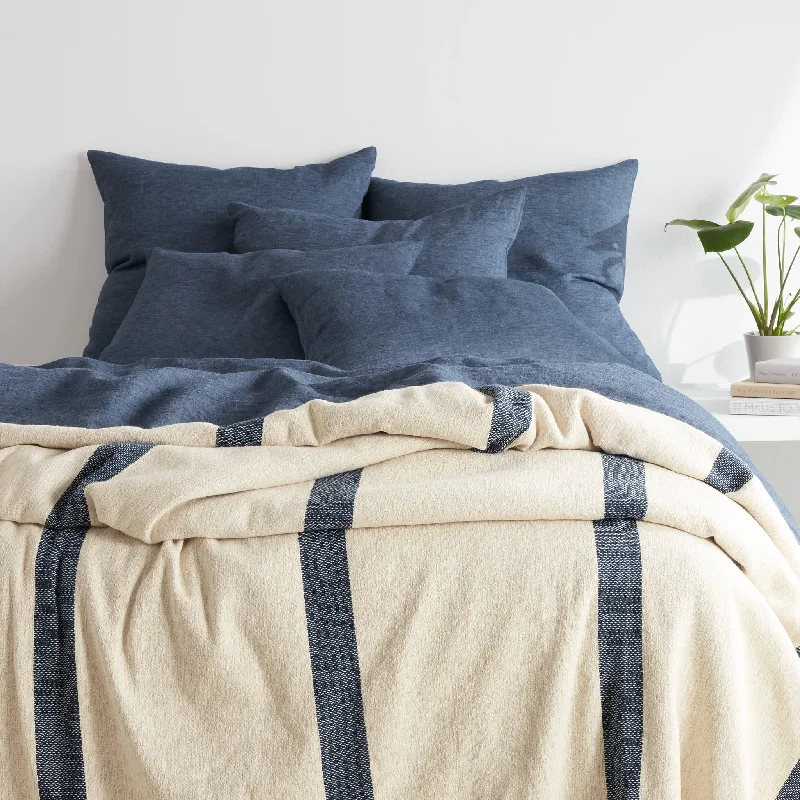 Bamboo fiber blankets with natural antibacterial propertiesMagnolia Stripe Navy Blanket