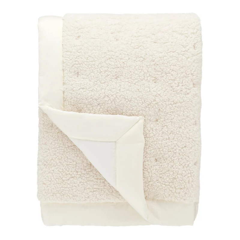 Rayon from bamboo blankets for a silky and breathable feelMarshmallow Fleece Ivory Puff Throw