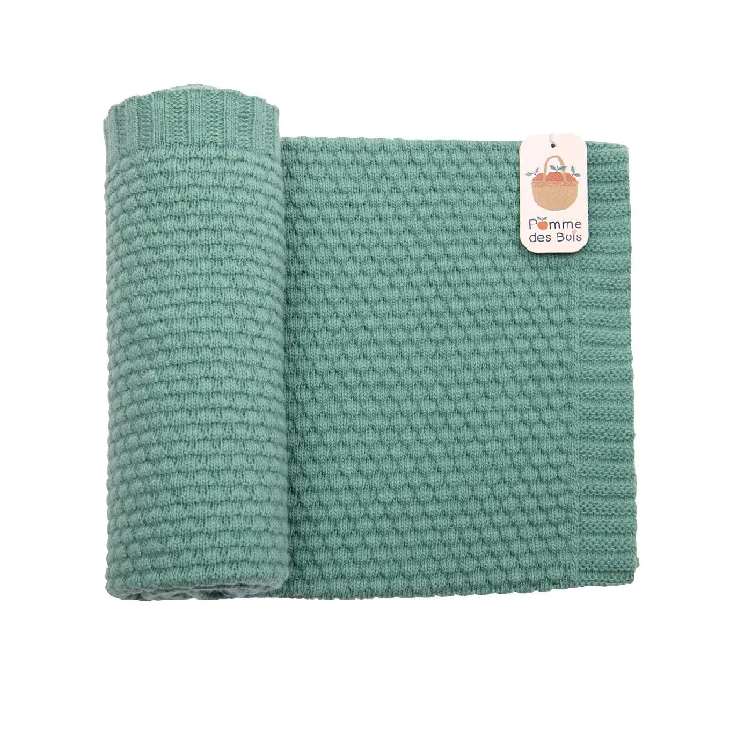 King - size blankets to cover large beds comfortablyMoulin Roty Pomme Des Bois Green Knited Blanket/ Wool Blend