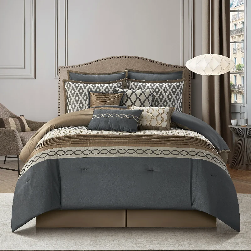 Nanshing Calvin Luxury10-Piece Geometric Comforter Set