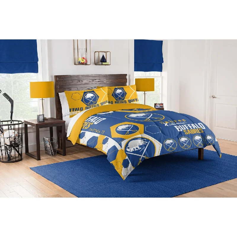 NHL 849 Sabres Hexagon F/Q Comforter Set