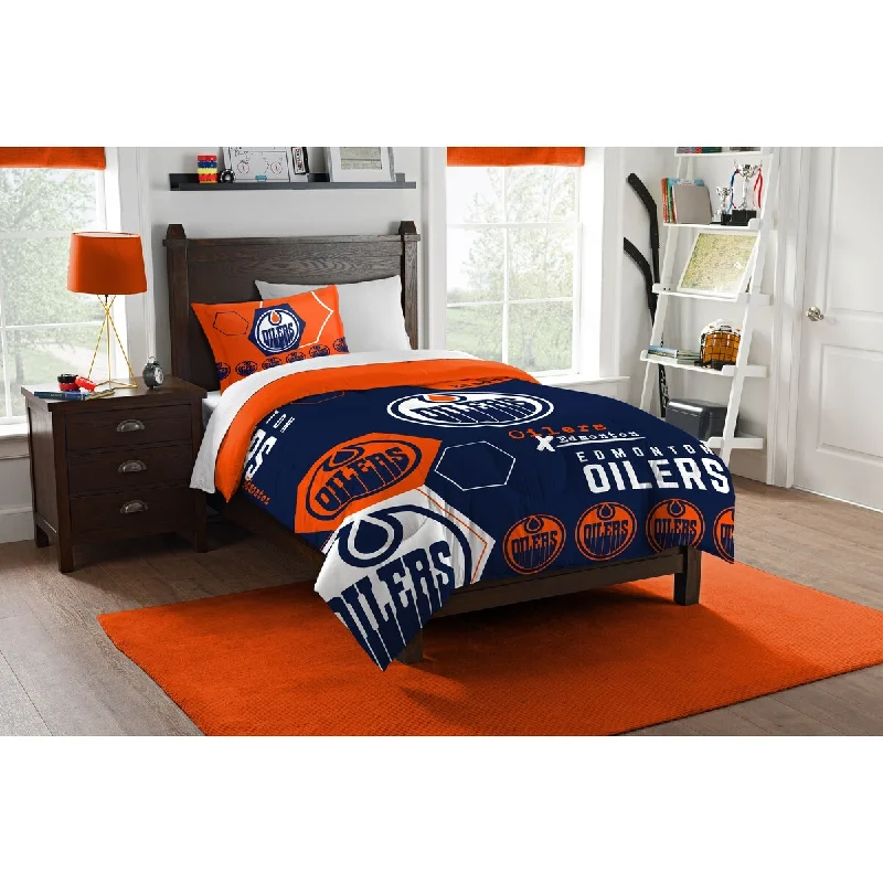 NHL 862 Oilers Hexagon Twin Comforter Set