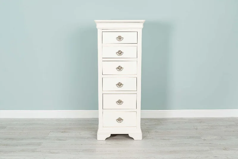 Paris Soft White 6 Drawer Wellington Chest of Drawers - B GRADE