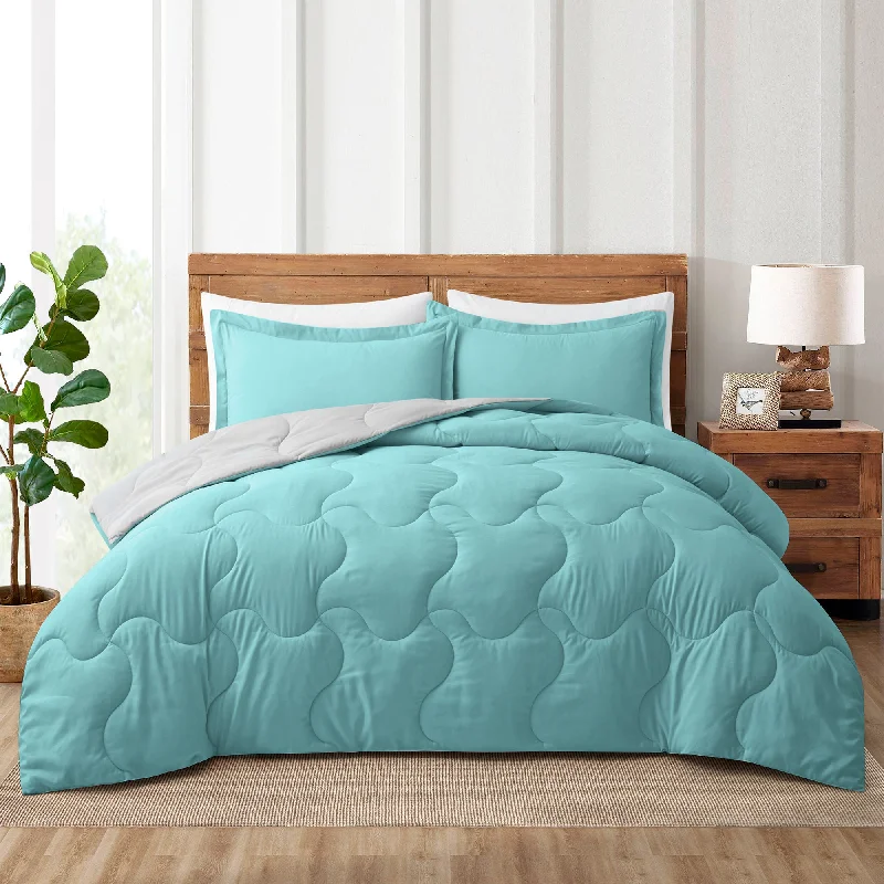 Reversible Down Alternative Comforter Set, 1 Duvet Insert with 2 Pillowcase