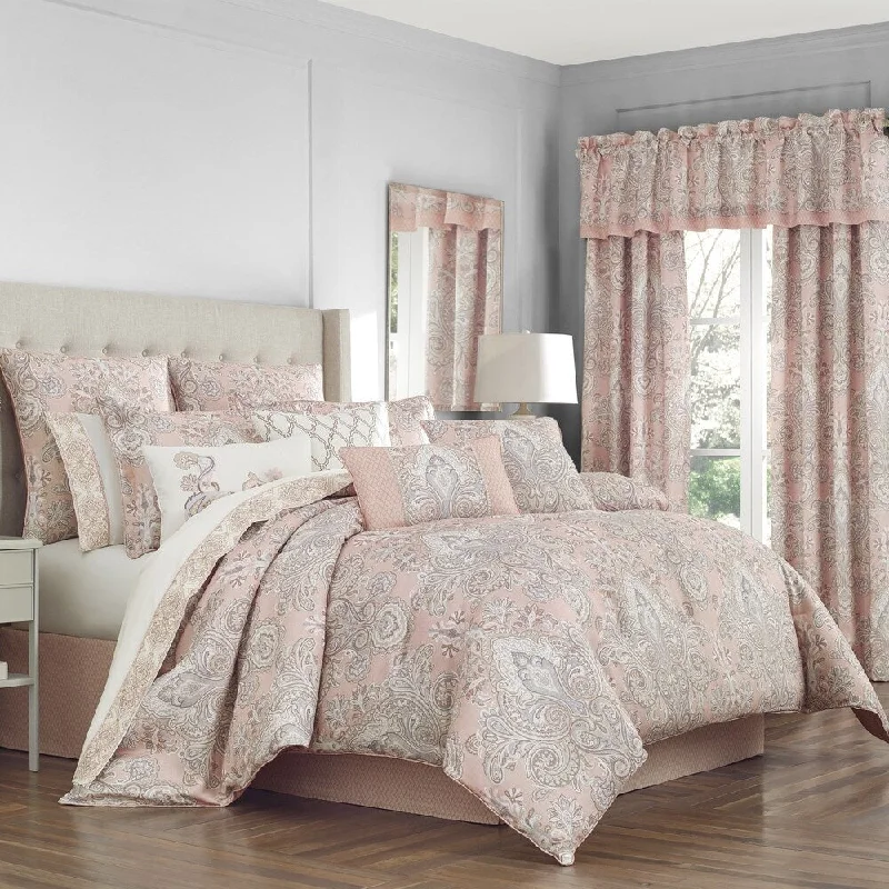 Royal Court Sloane Blush Damask 4 Piece Comforter Set