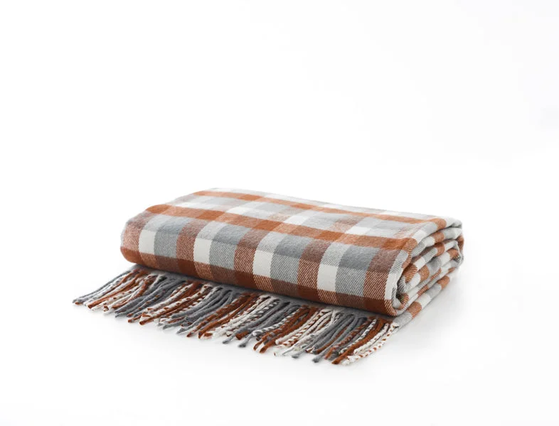 Silk blankets with a smooth and elegant touchRust Faux Cashmere Tartan Throw