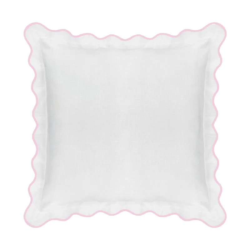 Scalloped Euro Sham, Pink / White