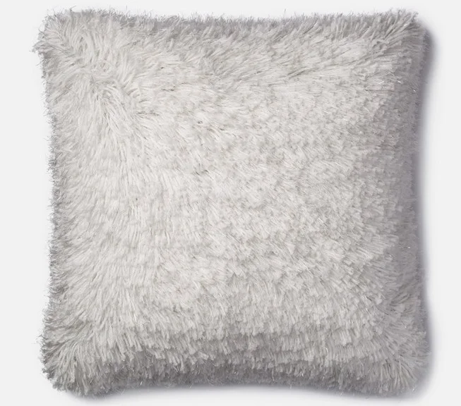 Shimmer Shag Pillow - White