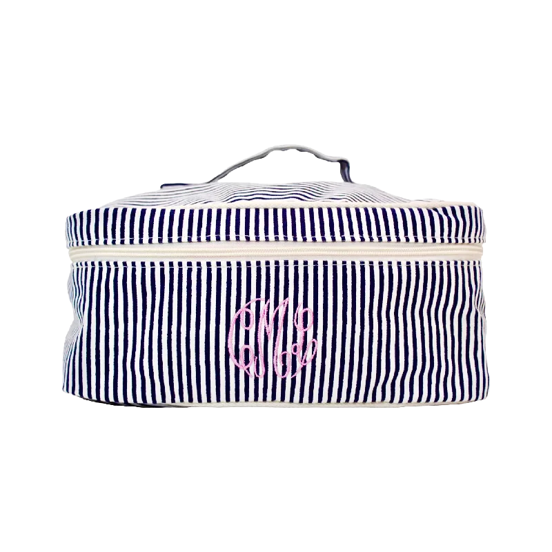 Stripes Train Case - Navy