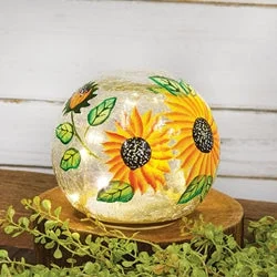 Sunflowers Crackled Glass LED Light Orb