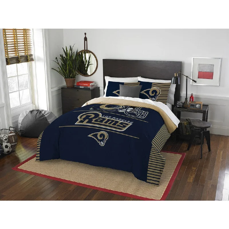 The Northwest Co NFL Los Angeles Rams Draft Blue and Tan Polyester Full/Queen 3-piece Comforter Set