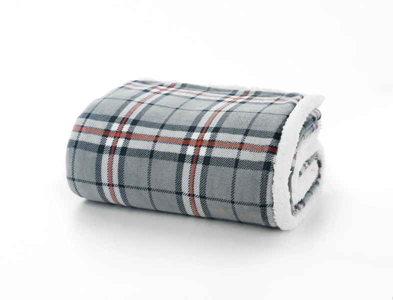 Wool blankets with natural warmth and insulationThomson Grey Sherpa Printed Soft Fleece 125x150cm Throw