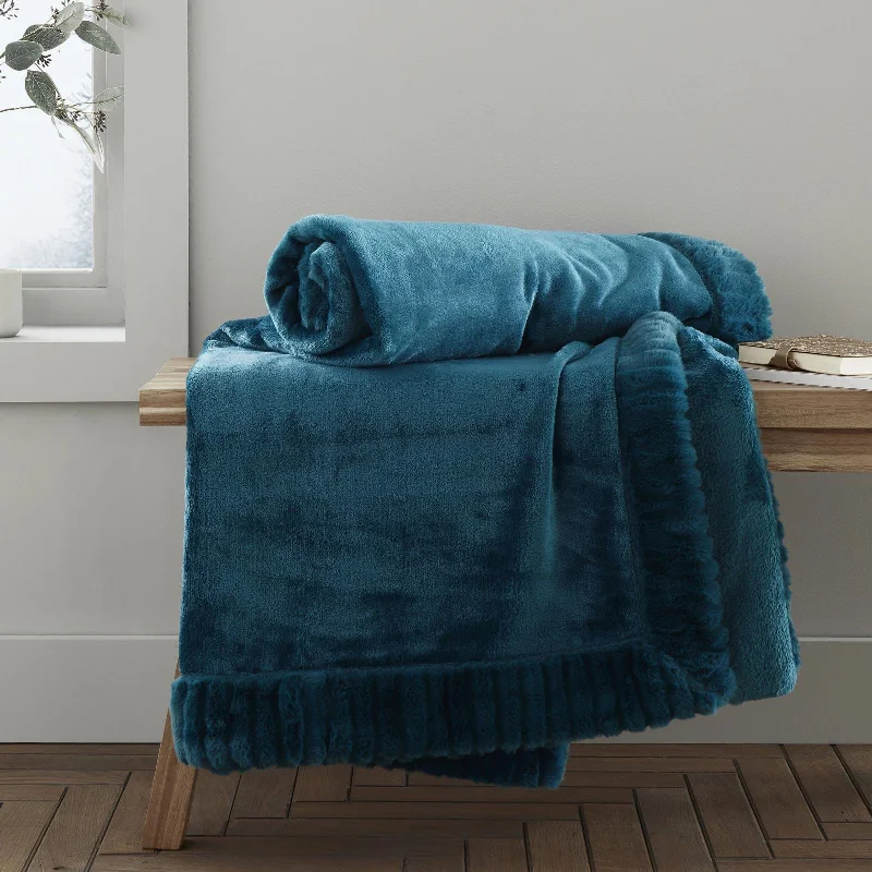 Microfiber blankets that are durable and easy to care forVelvet and Faux Fur Throw Teal