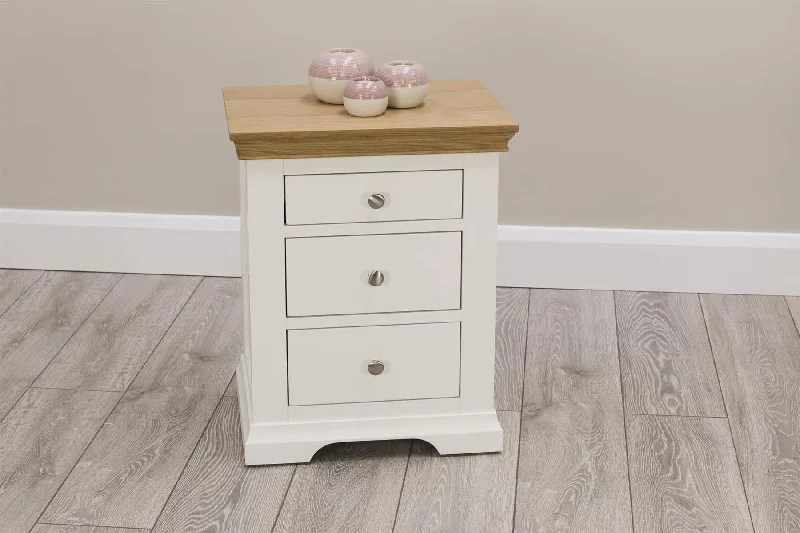 Westcott Soft White & Natural Oak 2 + 1 Drawer Bedside Table