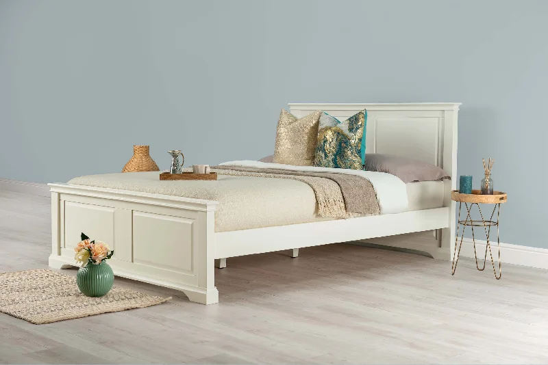 Westcott Soft White Solid Wood Bed Frame - 4ft6 Double